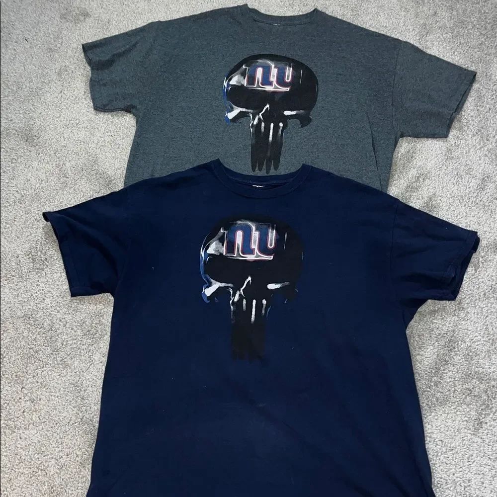 2-Vintage Style New York Giants Punisher Skull Helmet Football XL Blue Gray